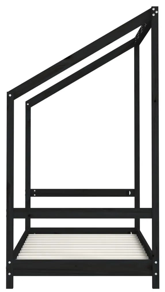 Πλαίσιο Παιδικού Κρεβατιού 2x(80x160)εκ. Μασίφ Ξύλο Πεύκου - Μαύρο