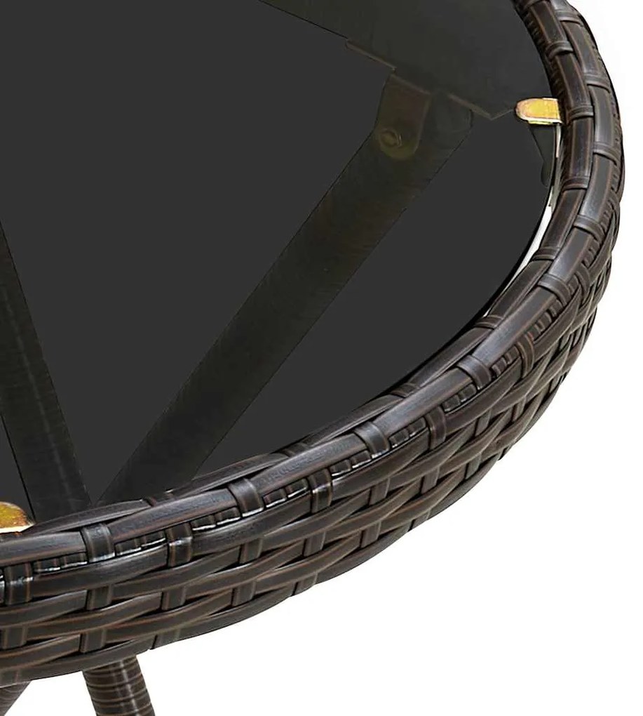 vidaXL Σετ Επίπλων Bistro 3 τεμ. Συνθετικό Ρατάν/Γυαλί με Μαξιλάρια