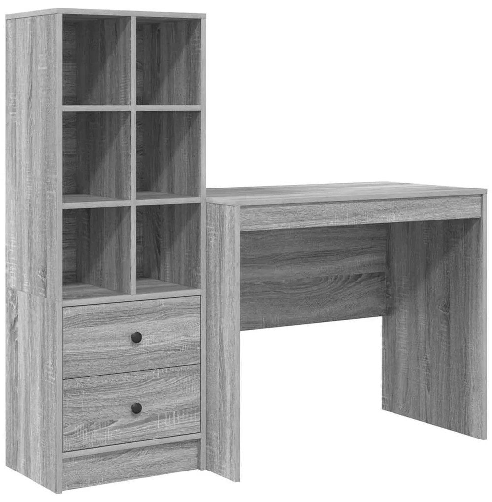 vidaXL Γραφείο με αποθηκευτικό χώρο 2 pcs Γκρι sonoma 90 x 50 x 76 εκ.