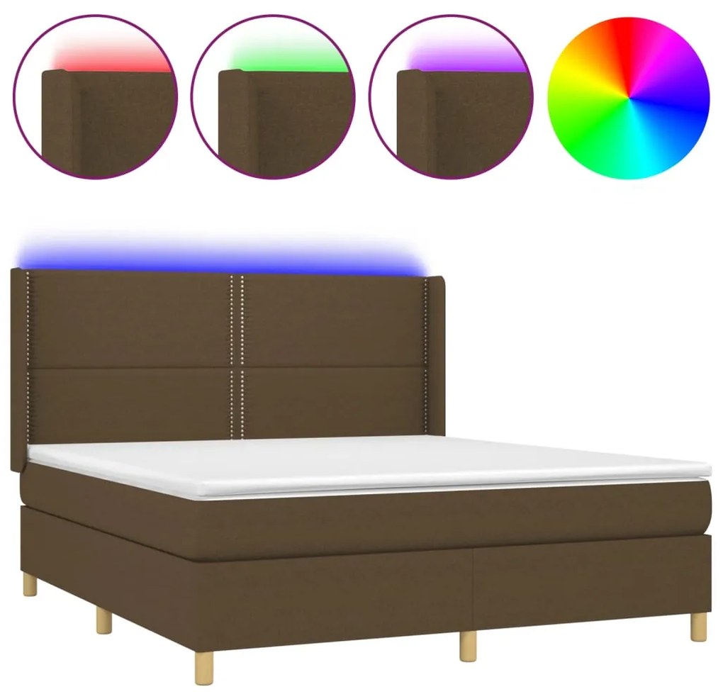 ΚΡΕΒΑΤΙ BOXSPRING ΜΕ ΣΤΡΩΜΑ &amp; LED ΣΚ.ΚΑΦΕ 160X200ΕΚ. ΥΦΑΣΜΑΤΙΝΟ 3138808