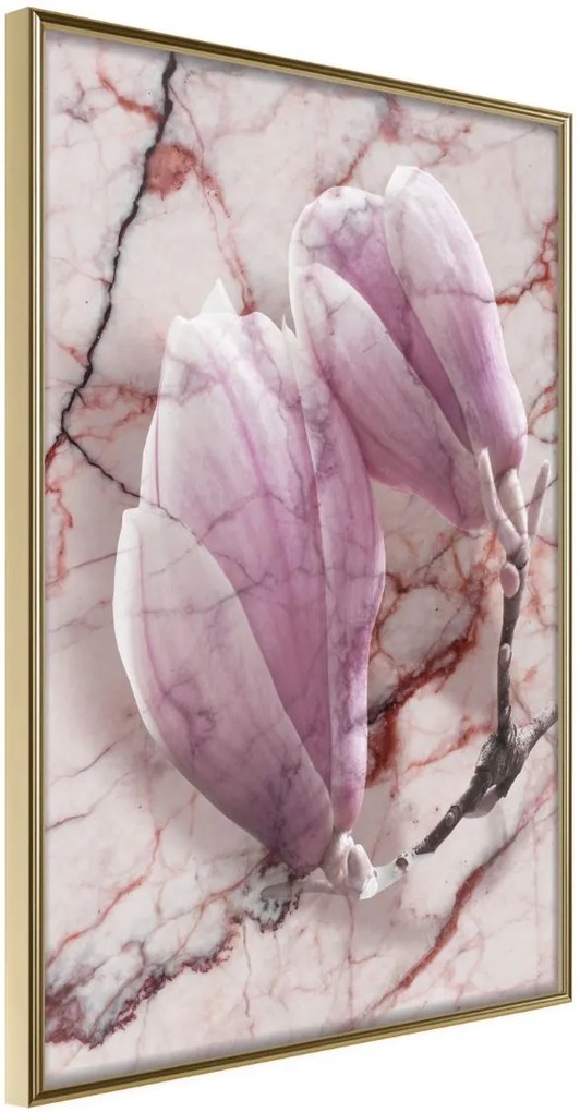 Αφίσα - Magnolia on Marble Background - 20x30 - Χρυσό - Χωρίς πασπαρτού