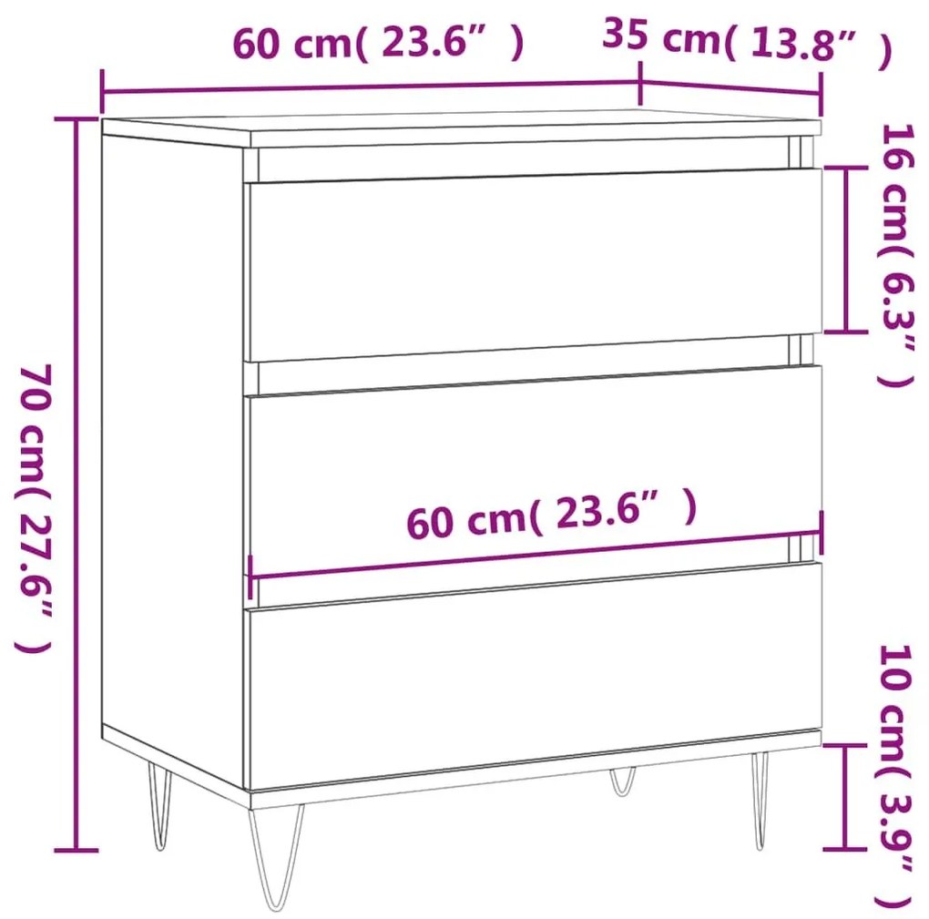 Ντουλάπι Γκρι Σκυροδέματος 60x35x70 εκ. Επεξεργασμένο Ξύλο - Γκρι