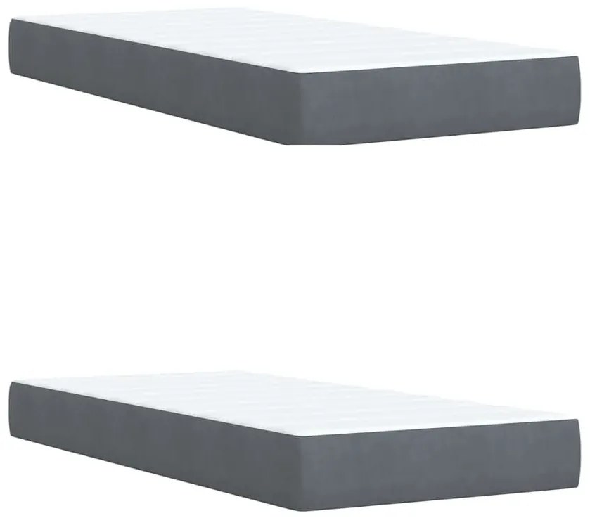 Κρεβάτι Boxspring με Στρώμα Σκούρο Γκρι 200x200 εκ. Βελούδινο - Γκρι