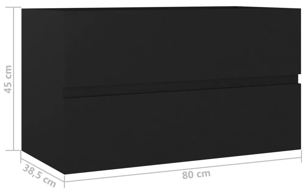vidaXL Ντουλάπι Νιπτήρα Μαύρο 80x38,5x45 εκ. από Επεξεργασμένο Ξύλο