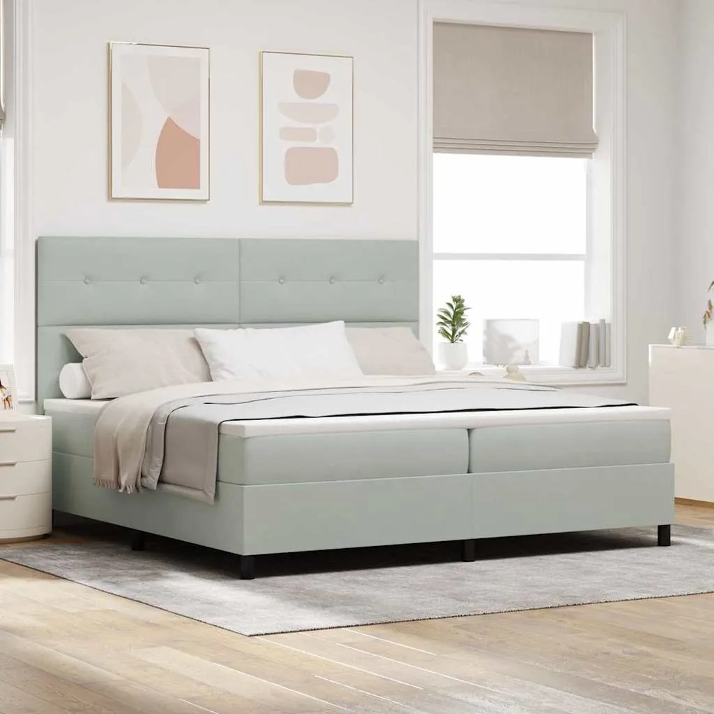 vidaXL Κρεβάτι με στρώμα Φωτεινό Γκρι 200x200 cm Βελούδο