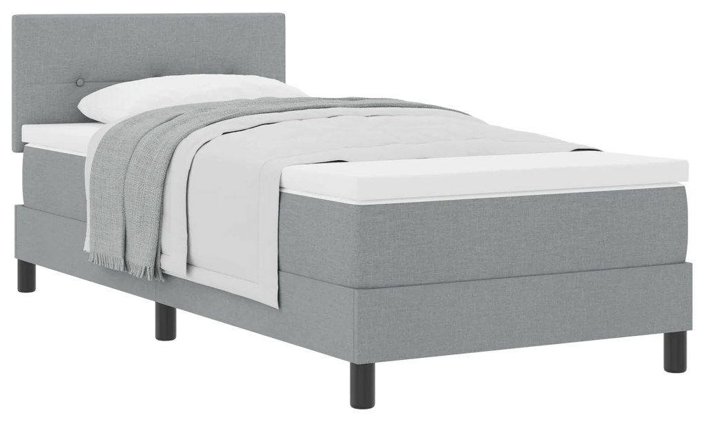 vidaXL Κρεβάτι με Στρώμα Light Grey 90x190 εκ. Υφάσμα