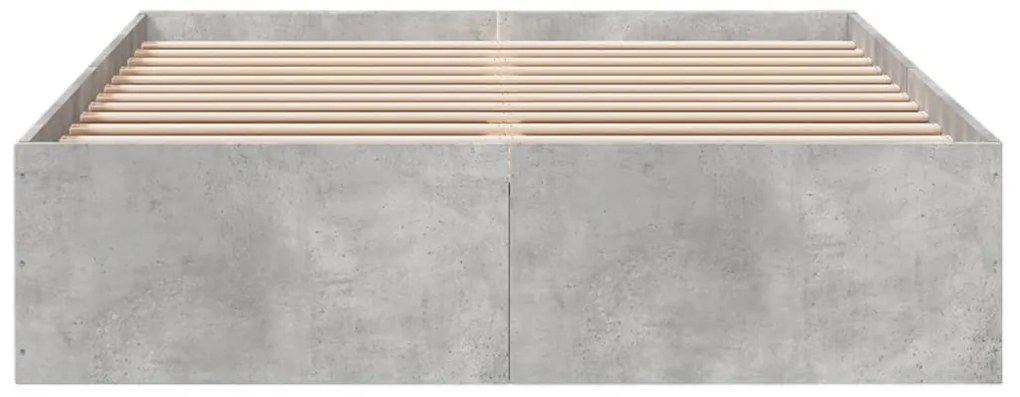 vidaXL Πλαίσιο Κρεβατιού Γκρι Σκυροδέματος 135x190 εκ. Επεξεργ. Ξύλο