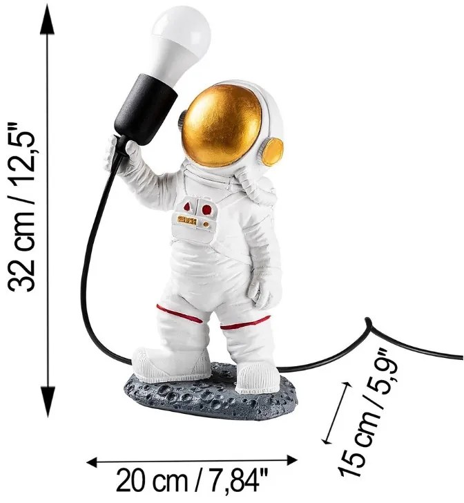 Φωτιστικό επιτραπέζιο Astronaut Megapap E27 πολυεστερικό χρώμα λευκό 20x15x32εκ. - GP052-0166,1