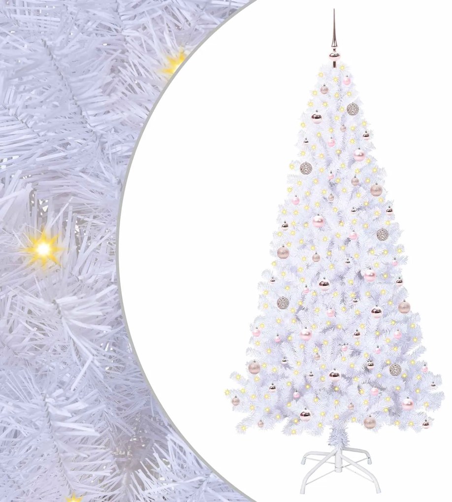 vidaXL Τεχνητό Χριστουγεννιάτικο Δέντρο Λευκό 210 cm PVC και Ατσάλι