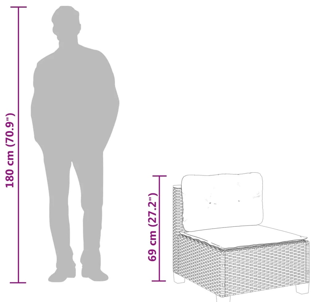 vidaXL Σαλόνι Κήπου Σετ 9 Τεμαχίων Μαύρο από Συνθ. Ρατάν με Μαξιλάρια