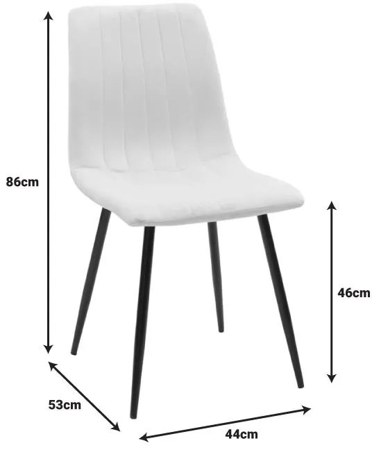 Καρέκλα Τραπεζαρίας Noor σε Μπέζ Βελούδο και Μαύρο Μεταλλικό πόδι 44x53x86εκ. 4αδα 44x53x86 εκ.