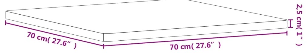 vidaXL Επιφάνεια Τραπεζιού Τετράγωνη 70x70x2,5 εκ. Μασίφ Ξύλο Οξιάς