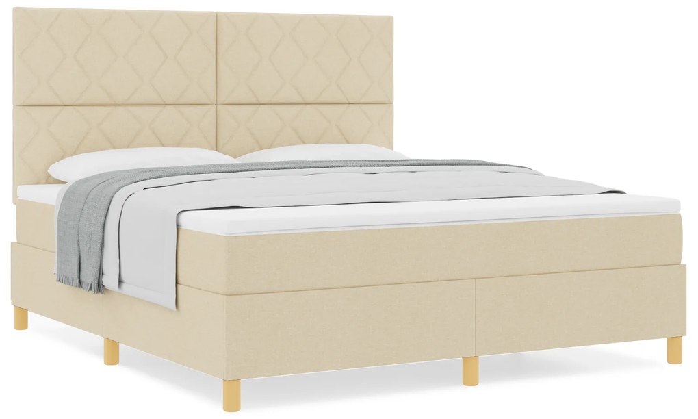 vidaXL Κρεβάτι με ελατήρια με στρώμα Κρεμ 180 x 200 cm ύφασμα