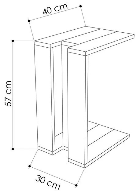 Βοηθητικό τραπέζι Muju σε χρώμα λευκό 40x30x57εκ 40x30x57 εκ.