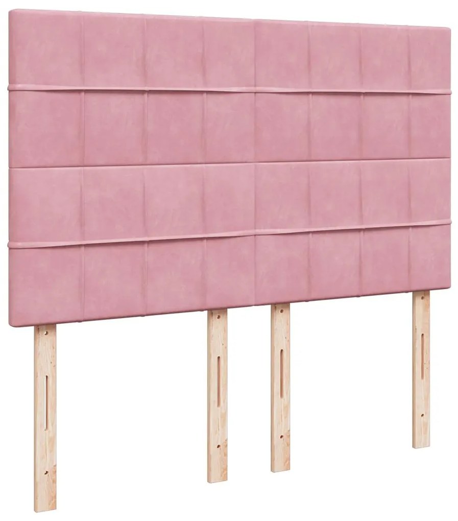 vidaXL Κρεβάτι Boxspring με Στρώμα Ροζ 140x200 εκ. Βελούδινο