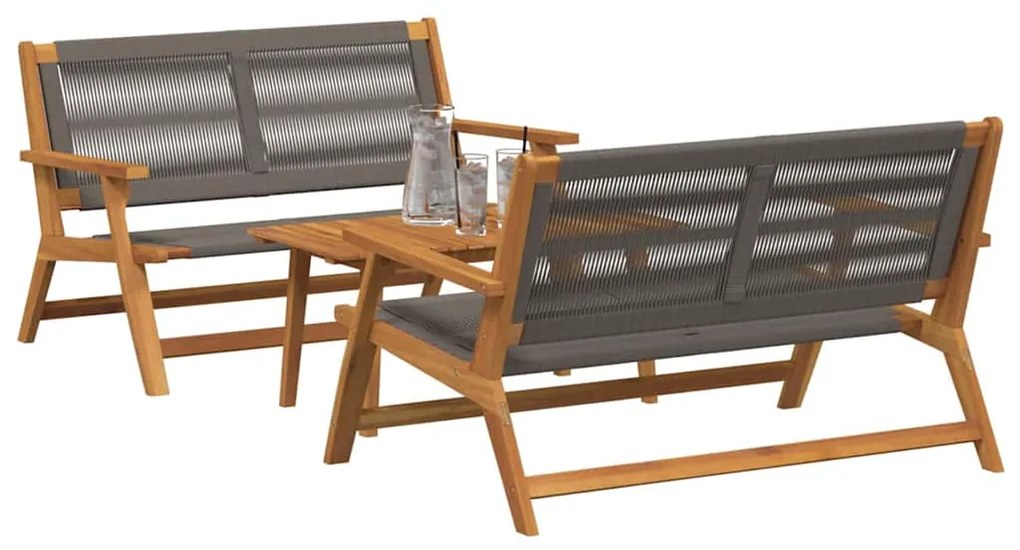 vidaXL Κήπου Καρέκλες με Τραπέζι 3 pcs Γκρι 90 x 45 x 40 cm