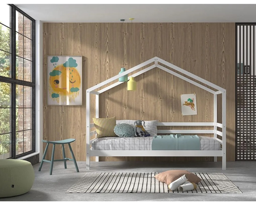 Παιδικός καναπές  κρεβάτι σπιτάκι Dallas Rail  Μονό Λευκό