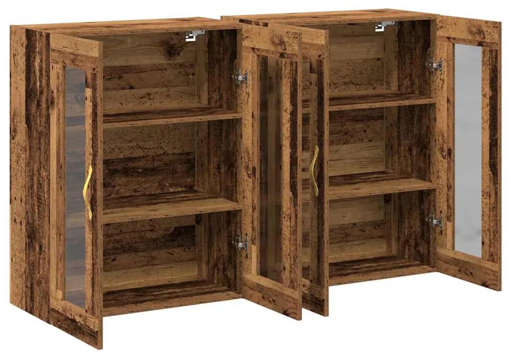 vidaXL Επιτοίχιο ντουλάπι 2 pcs Παλαιό ξύλο 69.5 x 34 x 90 εκ.