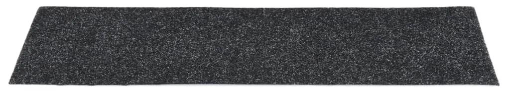 Πατάκια Σκάλας Αυτοκόλλητα Ορθογώνια 15 τεμ. Μαύρα 76 x 20 εκ. - Μαύρο