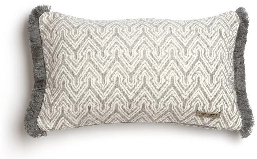Μαξιλαροθήκη Διακοσμητική Tymfi Trimming Grey-Sugar Aslanis Home 30X50 Cotton,Chenille