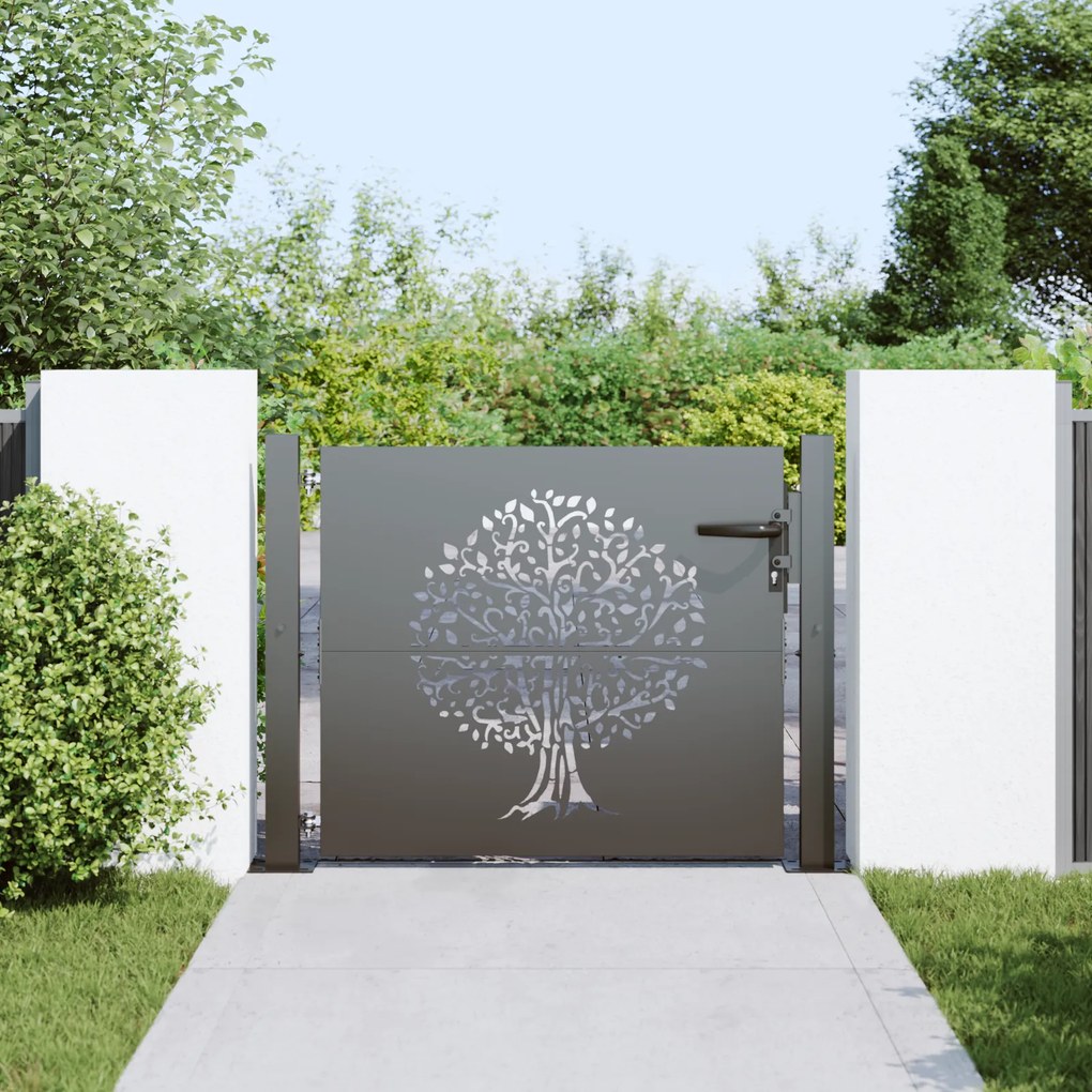 vidaXL Πύλη Κήπου, Πύλη Κήπου 105x75 εκ. Χάλυβας Corten με Σχέδιο Δέντρου