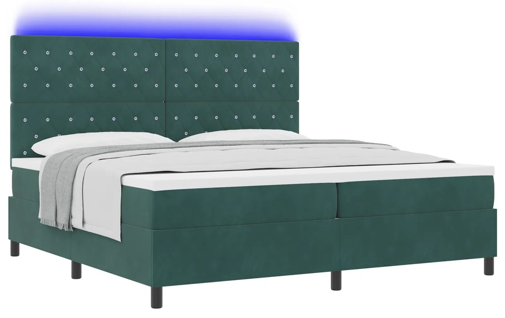 vidaXL Κρεβάτι με ελατήρια Σκούρο πράσινο 200 x 200 cm Βελούδο
