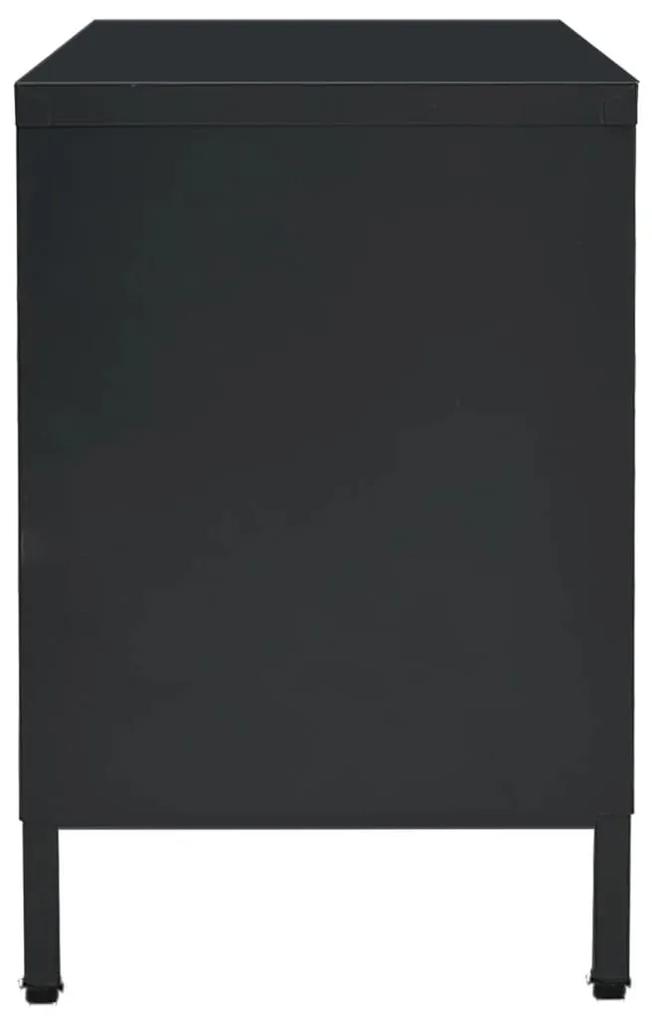 Έπιπλο Τηλεόρασης Μαύρο 105 x 35 x 52 εκ. από Ατσάλι και Γυαλί - Μαύρο