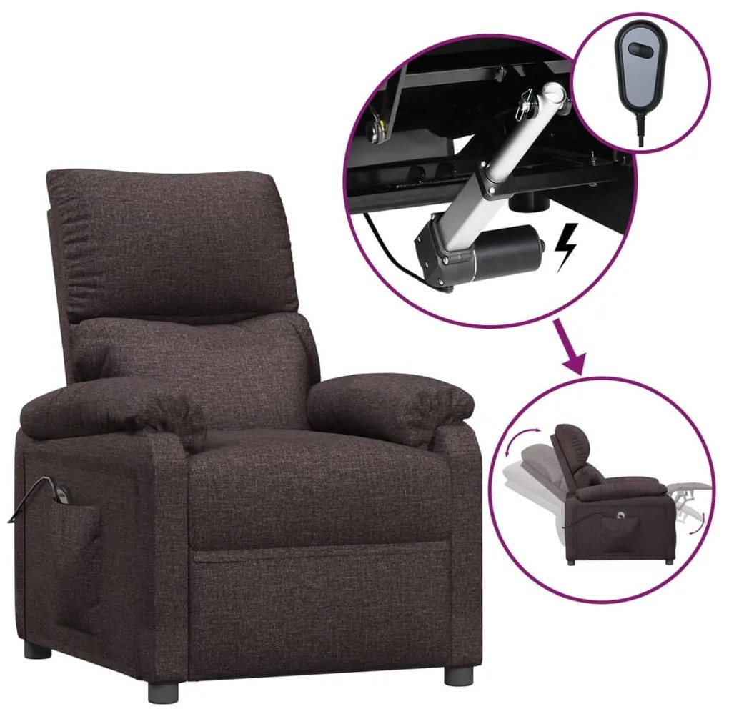 vidaXL Πολυθρόνα Ανακλινόμενη Ηλεκτρική Σκούρο Καφέ Υφασμάτινη