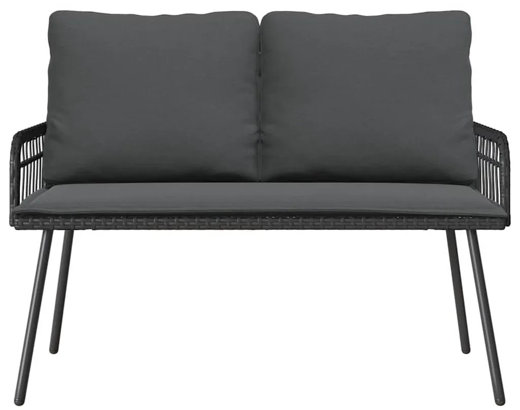 vidaXL Σέτ φαγητού για κήπο με μαξιλάρι 2 pcs Μαύρο συνθετικό ρατάν