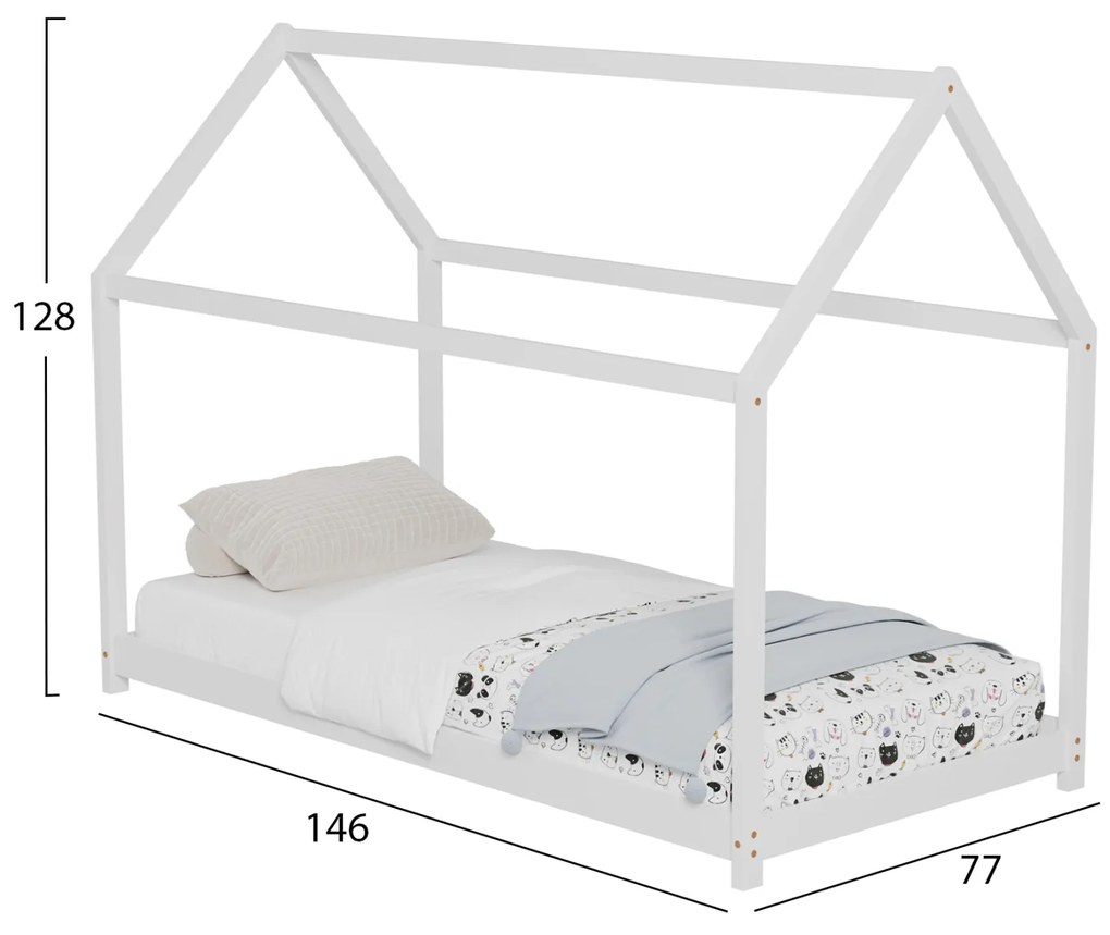 ΚΡΕΒΑΤΙ ΠΑΙΔΙΚΟ PEPE HM678.03 τ.MONTESSORI ΞΥΛΟ ΠΕΥΚΟ ΛΕΥΚΟ- 140x70εκ