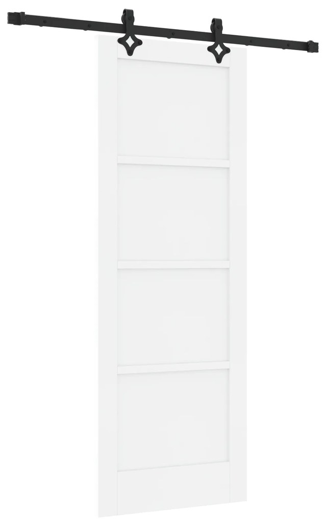vidaXL Συρόμενη Πόρτα με Σετ Hardware 'ORKDAL' Λευκό Στερεό Ξύλο Πεύκο