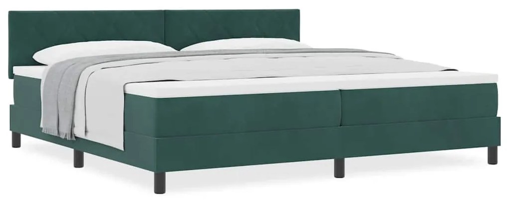 vidaXL Κρεβάτι με ελατήρια Σκούρο Πράσινο 200 x 200 cm Βελούδο