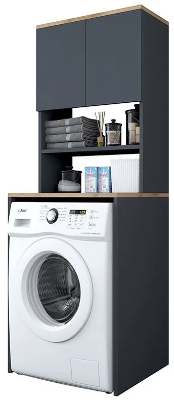 Έπιπλο πλυντηρίου Rasmus pakoworld ανθρακί-φυσικό 65x60x183.6εκ.