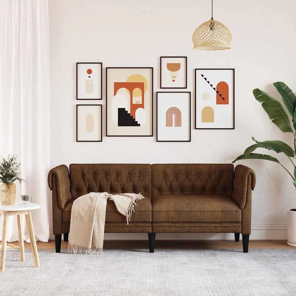 vidaXL Καναπές Chesterfield Argyle Καφέ 182.5 x 74.5 x 74.5 εκατοστά