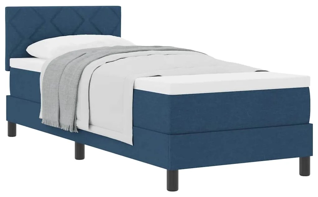 vidaXL Κρεβάτι box spring με στρώμα με στρώμα Μπλε 80 x 200 cm ύφασμα