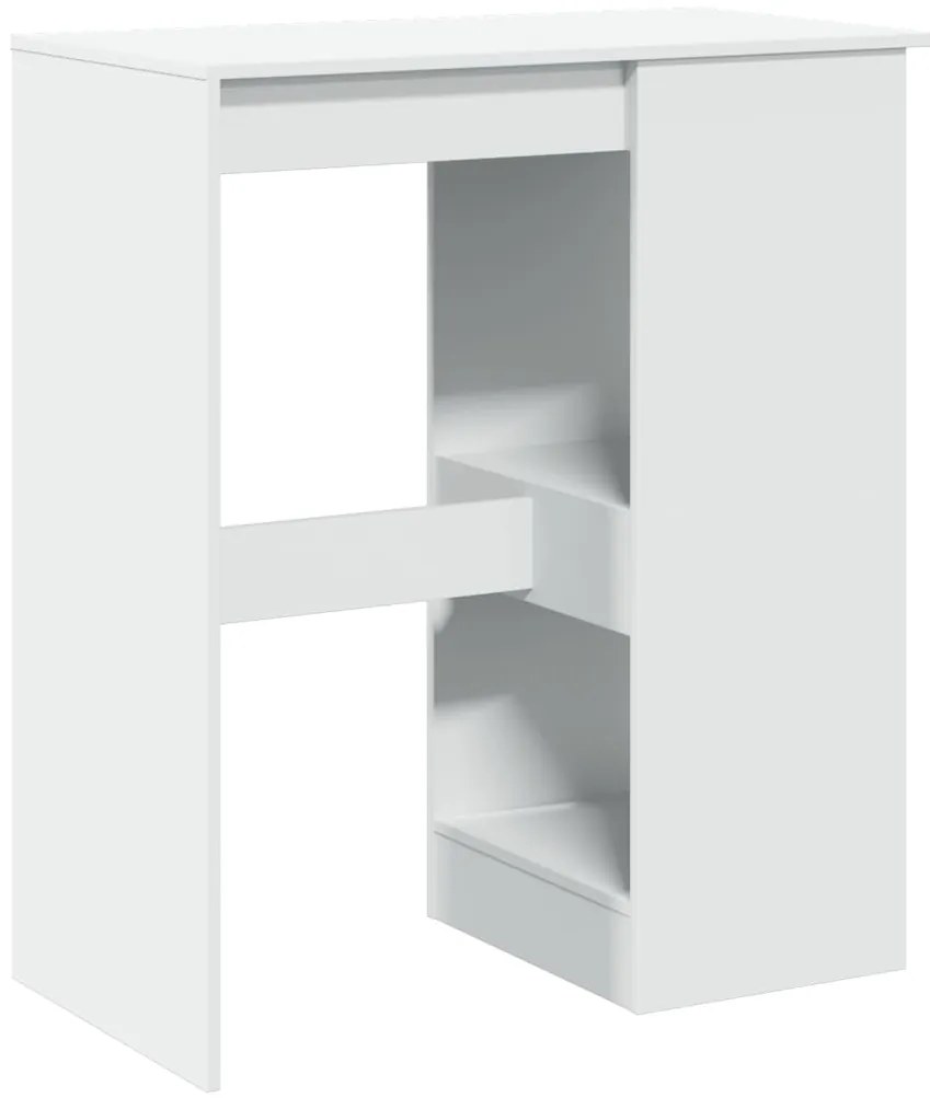 vidaXL Τραπέζι Μπαρ με Ράφια Λευκό 90x47,5x103,5 εκ. Επεξεργ. Ξύλο