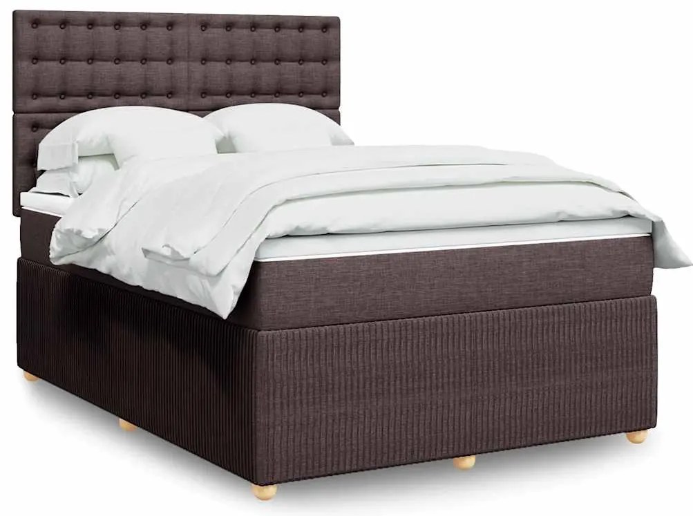 vidaXL Κρεβάτι Boxspring με Στρώμα Σκούρο Καφέ 140x200 εκ Υφασμάτινο