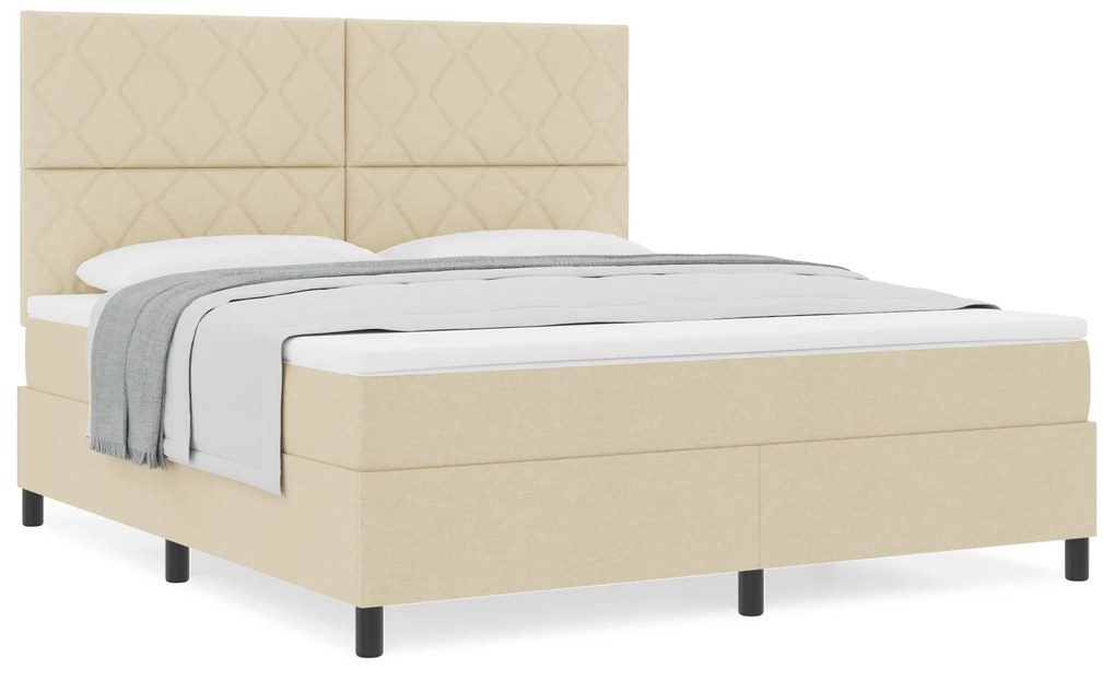 vidaXL Κρεβάτι με ελατήρια με στρώμα Κρεμ 180 x 200 cm ύφασμα