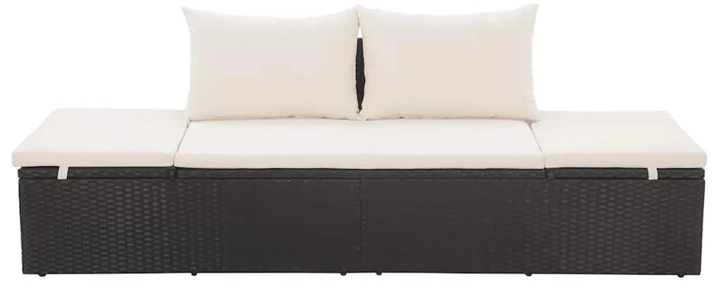 vidaXL Ξαπλώστρα - Κρεβάτι Κήπου Μαύρη 195 x 60 εκ. Συνθετικό Ρατάν