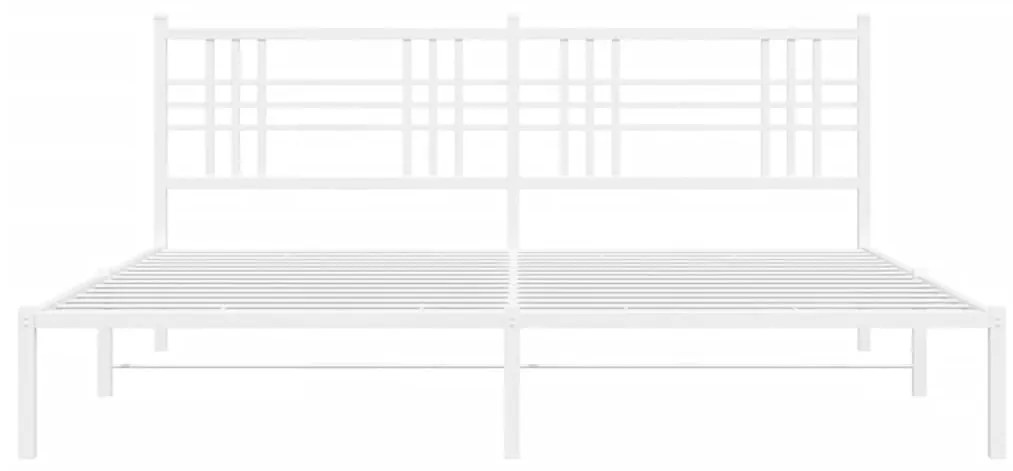 vidaXL Πλαίσιο Κρεβατιού με Κεφαλάρι Λευκό 193 x 203 εκ. Μεταλλικό