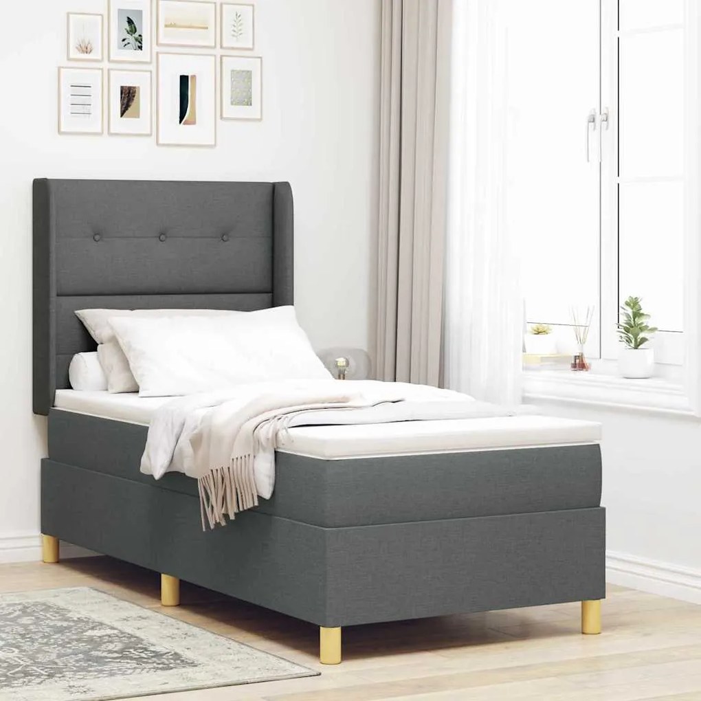 vidaXL Κρεβάτι με ελατήρια με στρώμα Γκρι 80 x 200 cm ύφασμα