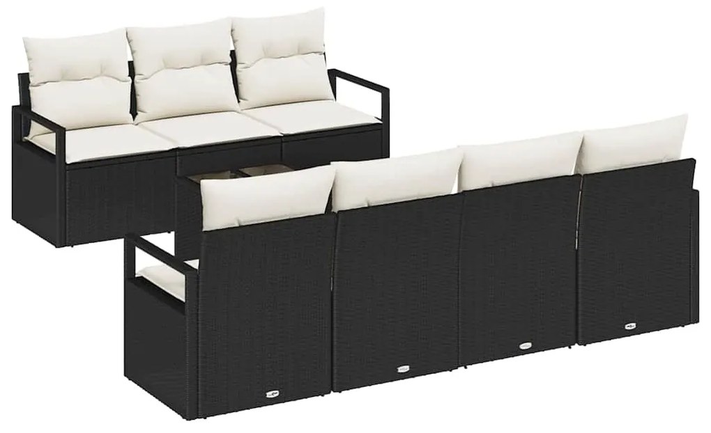 vidaXL Σετ Καναπέ Κήπου 8 pcs Μαύρο, Κρέμα 55 x 55 x 37 εκ