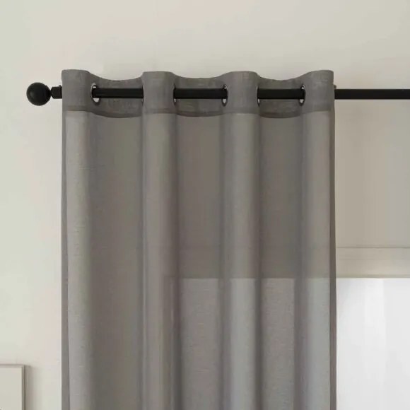 Beauty Home Κουρτίνα γάζα μονόχρωμη με 8 μεταλλικούς κρίκους Sharp Art 8448 140x270 Μπεζ