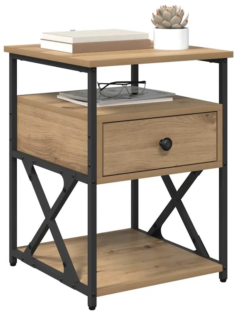 vidaXL Κομοδίνο Artisan Oak 40 x 42 x 55 εκ Επεξεργασμένο ξύλο