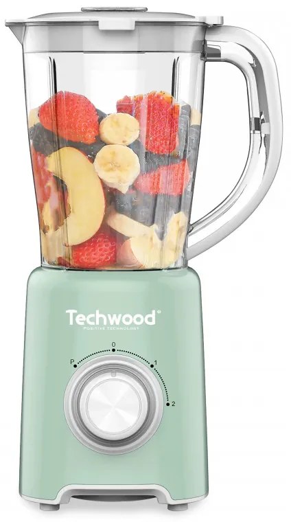 Μπλέντερ Techwood TBL-782, 500W, 1.5 λίτρο, 2 ταχύτητες + impulsi, μαχαίρια Stomaneni, ανοιχτό πράσινο
