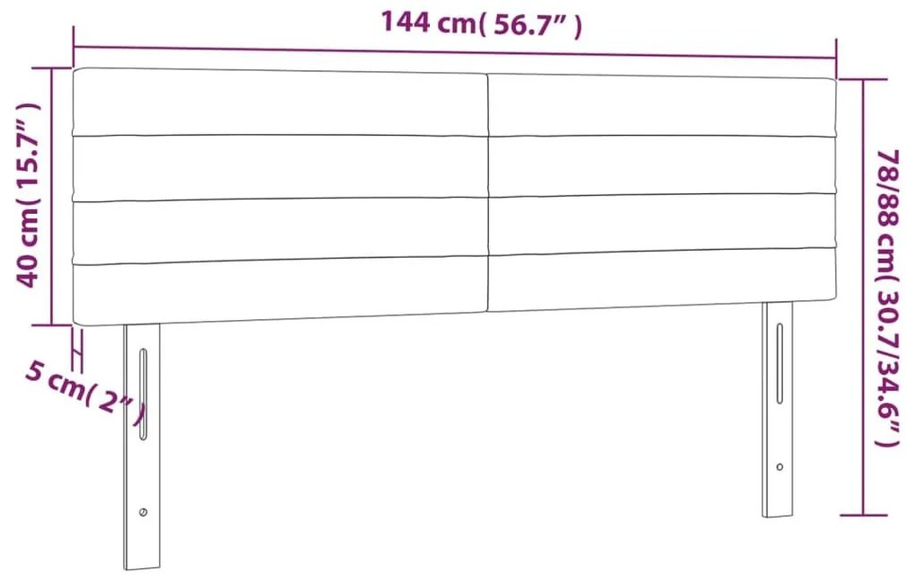 Κεφαλάρι Κρεβατιού LED Σκούρο Μπλε 144x5x78/88 εκ. Βελούδινο - Μπλε