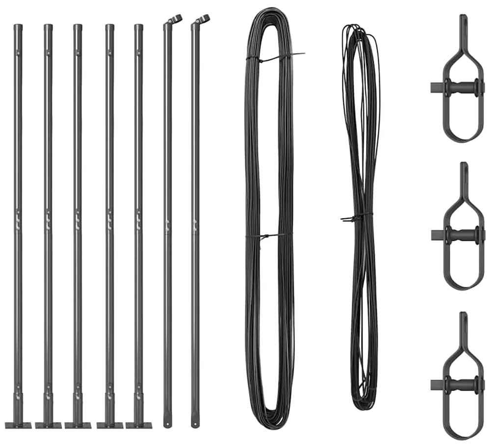 vidaXL Στύλος Περιφράξεων 7 pcs Γκρι Ατσάλι