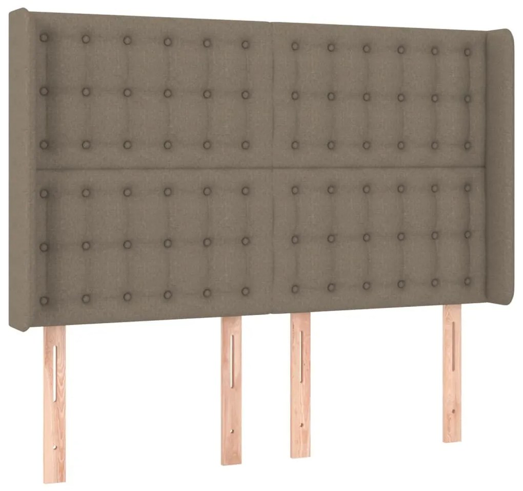 Κρεβάτι Boxspring με Στρώμα &amp; LED Taupe 140x200 εκ. Υφασμάτινο - Μπεζ-Γκρι