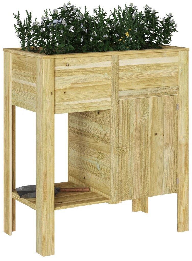 vidaXL Κρεβάτι Κήπου με Αποθήκη 85x46x96 εκ. Μεταχειρισμένο Ξύλο Πεύκης