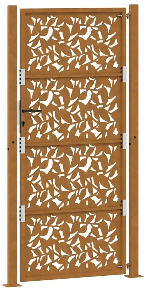 Πύλη κήπου 105x205 cm από χάλυβα με φύλλα καιρικές συνθήκες - Καφέ
